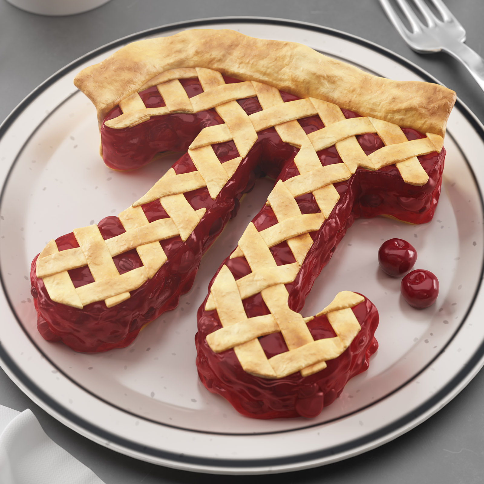 Cherry pie in shape of pi